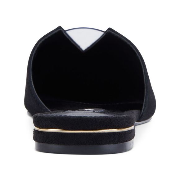 DKNY Womens Black V-Notch  Vinyl Panel Ali Pointed Toe Slip On Leather Mules 10 - Picture 2 of 4